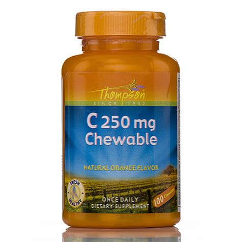 Vitamin C 250 Mg Chewable Natural Orange Flavor 100 Chewables By Thompson