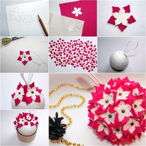 Creative Ideas Diy Felt Flower Christmas Ball Ornament