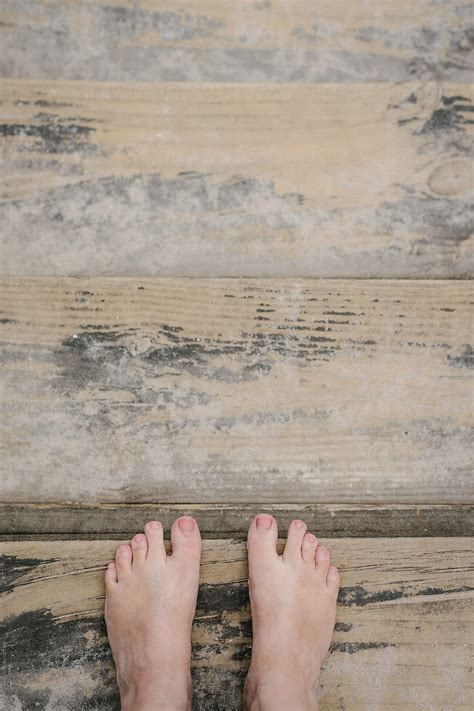 Bare Feet On Beach Stairs By Gillian Vann