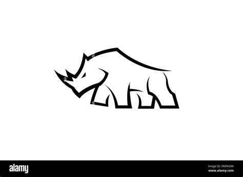 Creative Black Rhinoceros Logo Design Vector Symbol Illustration Stock