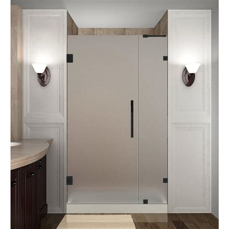 aston nautis 32 25 33 25 in x 72 in frameless hinged shower door with frosted glass in matte