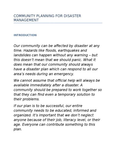 Community Planning For Disaster Management Emergency Management Hazards