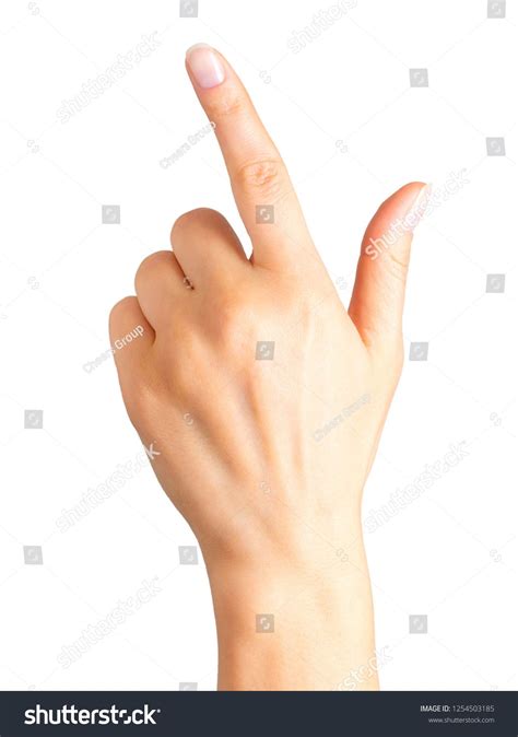 Woman Hand With The Index Finger Pointing Up Isolated With Clipping