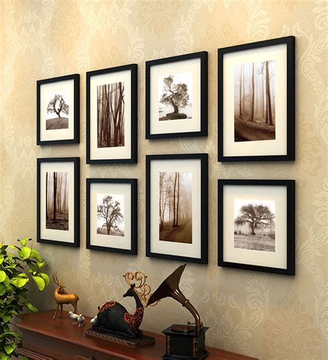 Buy Black Synthetic Wood Wall Photo Frame Set Of 8 By Art Street Online