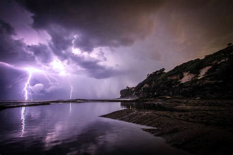 Lightning Storm From The Clouds In Dee Why New South Wales Australia