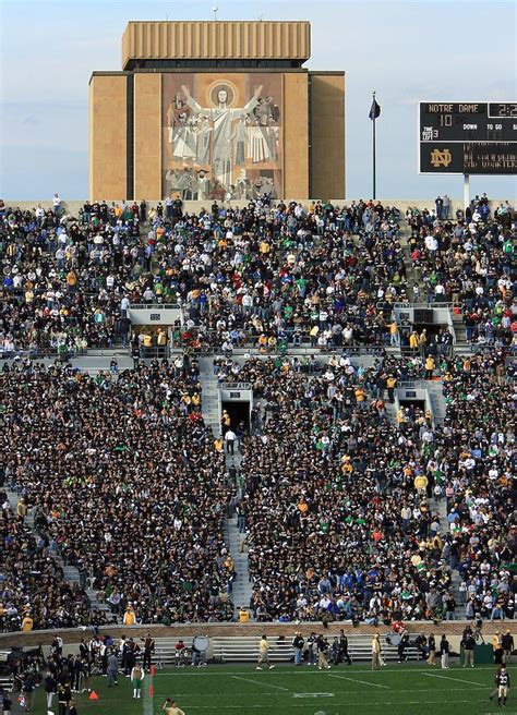 Today, the notre dame stadium is the most renowned college football facility in the nation, and due to some major renovations that boosted its capacity to more than 80,000, the stadium now qualifies as one of the most up to date as well. Library and Stadium - "Notre Dame" is "Our Lady" in French ...