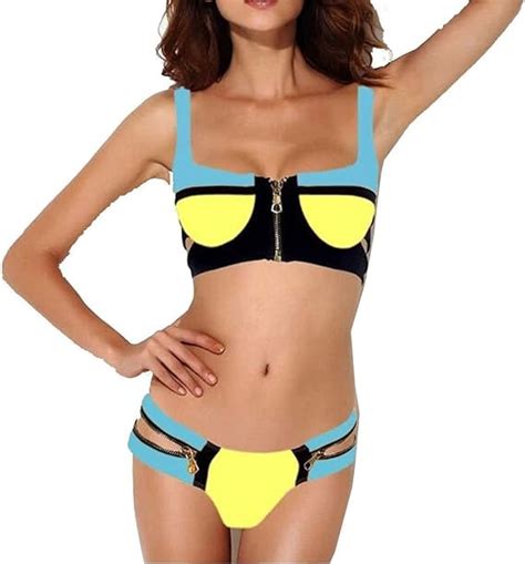Iecool Mujer Sexy Con Cierre Estilo Push Up Bikini Set Sexy Banded Swimsuits Swimwear Light