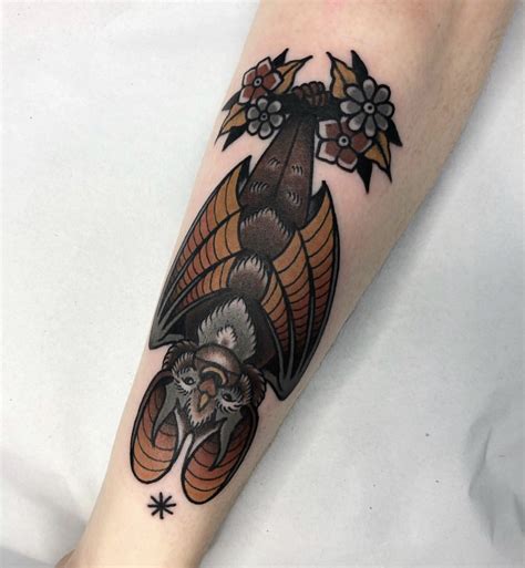 Neo Traditional Linework Bat Tattoo