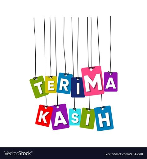 Thank You In Indonesian Language Hanging Words Vector Colourful Words