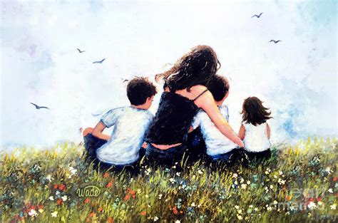 Mother Two Sons And Daughter Hugging Painting By Vickie Wade Fine Art