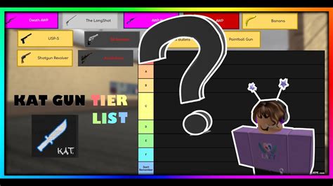 These tasks make up a linear series to be completed in the order they're listed below. My KAT Gun Tier List (100K SPECIAL) - YouTube