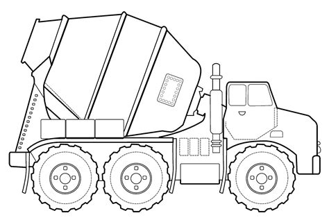detailed cement truck mixer coloring book
