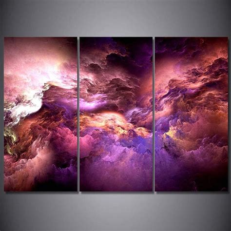 Hd Printed 3 Piece Canvas Art Abstract Psychedelic Nebula Space Cloud