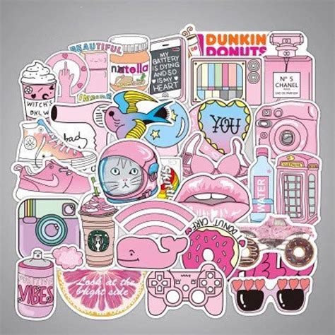 50 Pink Random Sticker Pack Etsy