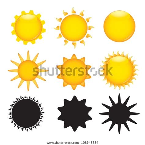 Sun Different Sizes Colors Shapes Stock Vector Royalty Free 108948884