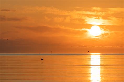 Wallpaper Sunset Sea Sun Clouds Reflection Hd Widescreen High