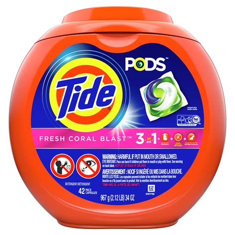 Tide Pods Fresh Coral Blast, 42 Ct Laundry Detergent Pacs - Walmart.com ...