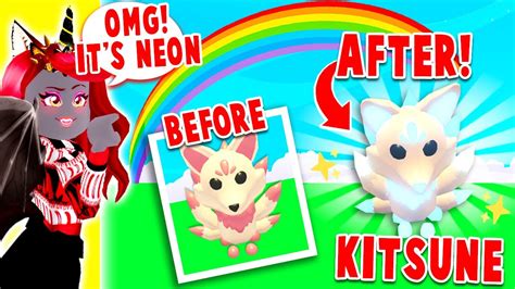 Turning Our New Legendary Kitsune Neon In Adopt Me Roblox Youtube