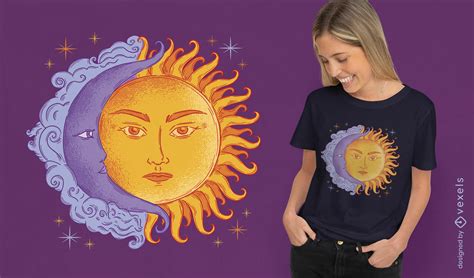 Sun And Moon In The Sky T Shirt Design Vector Download