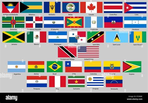 Vector Illustration Of Different Countries Flags Set All Flags North