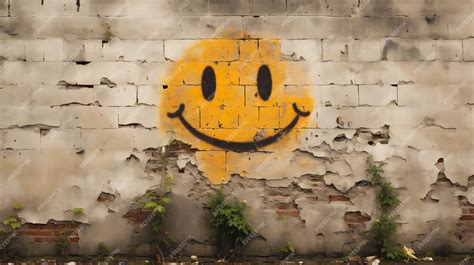 Premium Ai Image Wall Smiley Face Painted Top Selection Dystopian