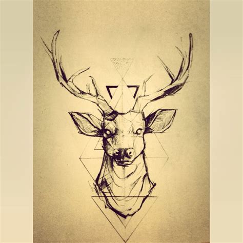 Geometrical Deer Drawingtattoo Geometric Deer Tattoos Art