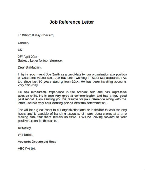 Joining letter is a letter for the chosen candidate, revealing his willingness to accept the job, offered by the company's owner. FREE 7+ Job Reference Letter Templates in PDF