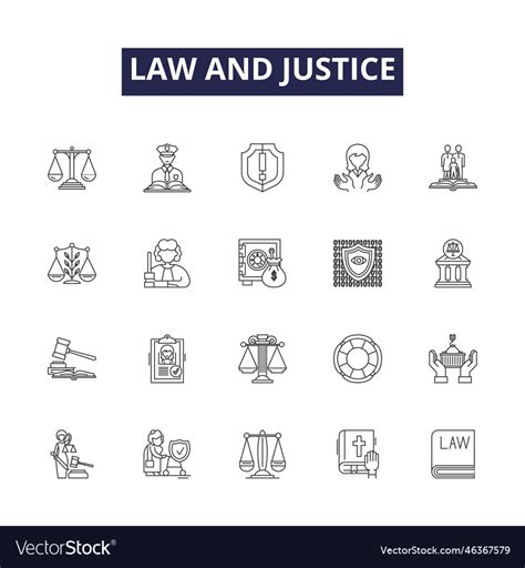 Law And Justice Line Icons Signs Royalty Free Vector Image