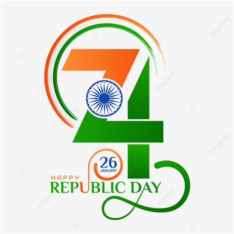 74th Indian Republic Day Logo With Falg And Ashoka Chakra Illustration
