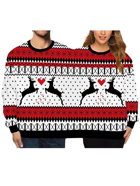 Two Person Ugly Christmas Sweater Women Men Conjoined Twin 3d Printed Couples Sweatshirt Funny