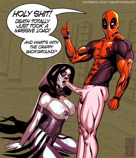 Rule 34 Abs Bottomless Breasts Cum Cum On Breasts Cum On Face Deadpool Death Marvel Comics
