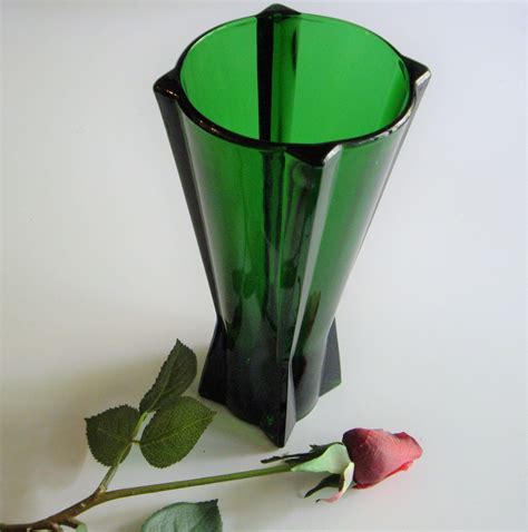 emerald forest green rocket vase by anchor hocking mid etsy canada mid century dishes vase