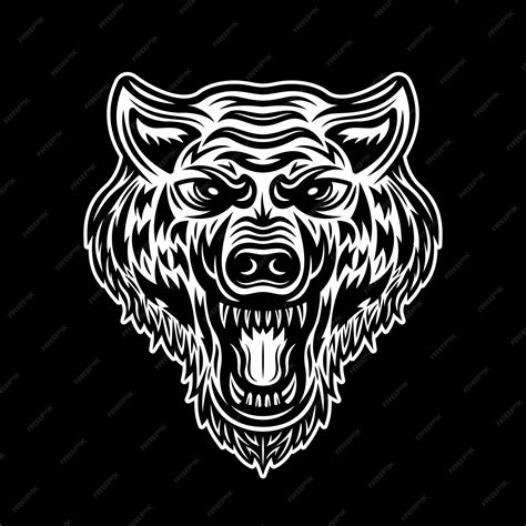 Premium Vector Angry Wolf Head Vector Illustration Isolated On Dark