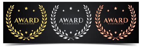 Premium Vector Golden Silver And Bronze Award Signs With Laurel