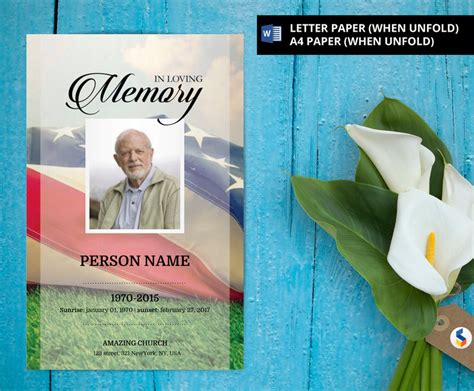 Military Army Funeral Program Template Obituary Program Etsy