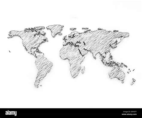 Pencil Sketch World Map Stock Photo Alamy