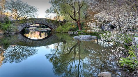 Gapstow Bridge Early Morning In Spring New York City Central Park Usa