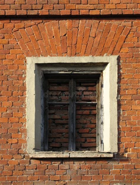 Immured Window On Brick Wall Background Stock Photo Image Of