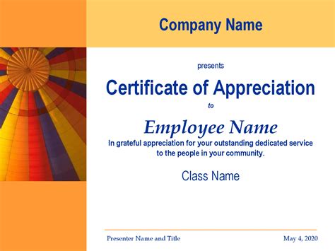 Sample Certificate Of Appreciation Free