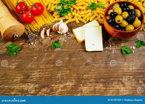 Italian Cuisine Food Ingredients Stock Image Image Of Space