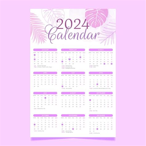 Premium Vector Abstract Floral 2024 Calendar Templates