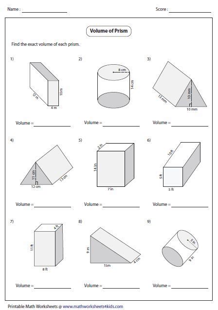 Volume Worksheets Volume Worksheets Geometry Worksheets Volume Of