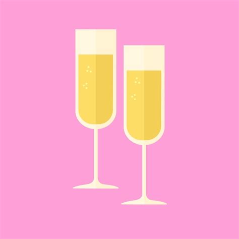 Premium Vector Two Glasses Of Champagne Vector Illustration
