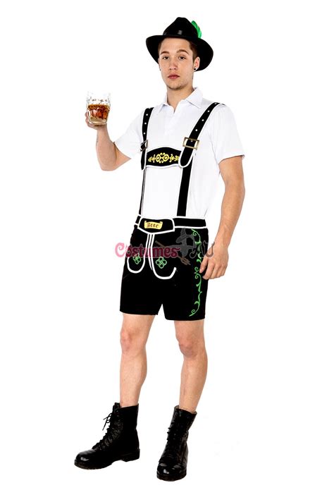 Mens Lederhosen Oktoberfest German Costume With Hat