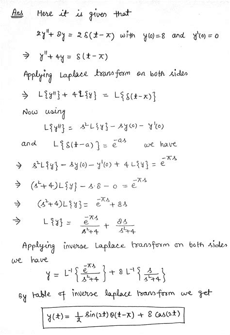 Solved Using Laplace Transforms Solve The Following Differential