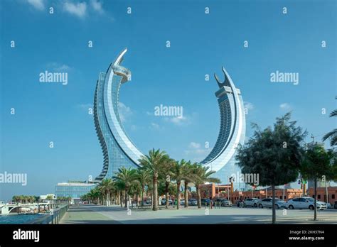 Crescent Tower Katara Hospitality Lusail Marina Park Qatar Stock Photo