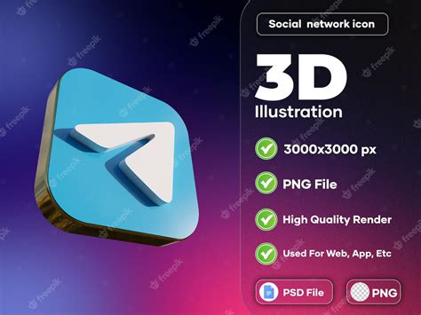 Premium Psd Telegram 3d Logo Modern Design Realistic Render High Quality