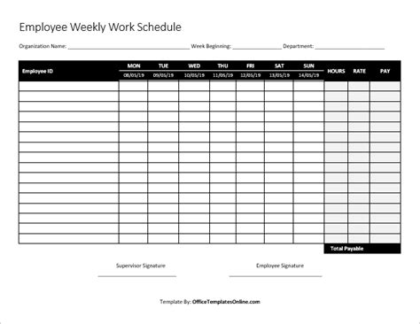 Pay Schedule Template Pdf Template