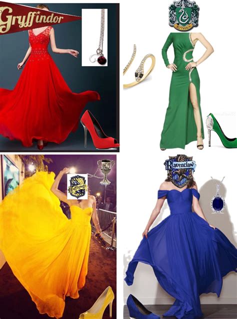 Harry Potter Fashion Yule Ball Hufflepuff Slytherin Gryffindor Ravenclaw Dresses Gowns Dance