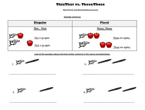 Demonstrative Pronouns These Those Worksheets Verbs Worksheet